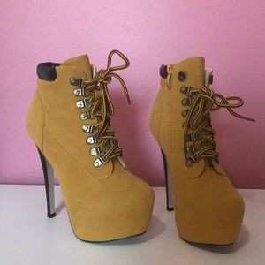 TIMBERLAND STYLE STILETTO PLATFORM BOOTS
